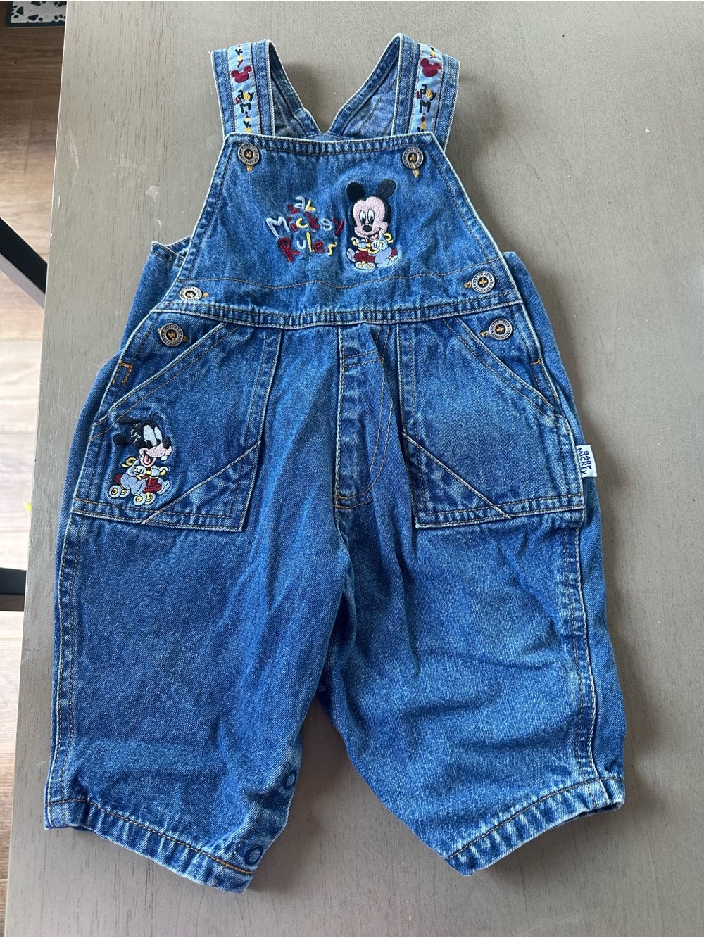 Vintage Denim Mickey Mouse Baby Overalls